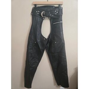Vintage 90s Harley-Davidson Leather Chaps Men's M Made USA Black NWOT Motorcycle